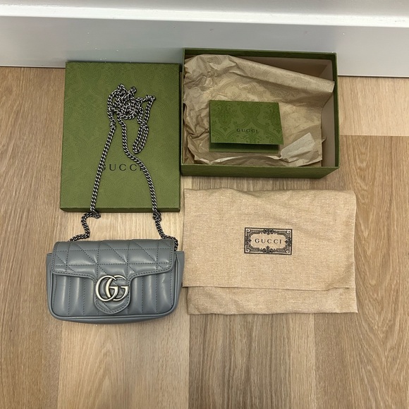 Gucci Quilted Gray Mini Bag with Silver Accents - Picture 1 of 9